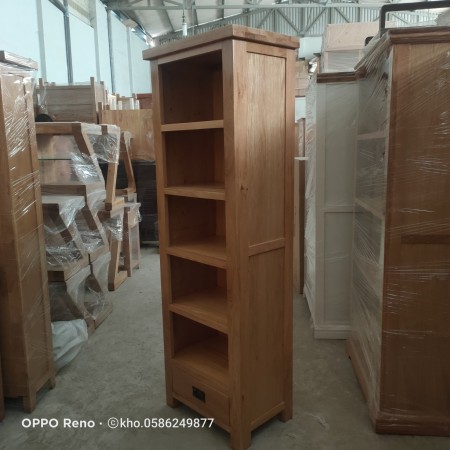 Rustic Oak - 60cm : Kệ Sách Gỗ Sồi 5 Tầng + 1 Ngăn Kéo